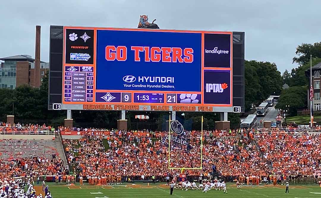 Clemson University Football Moves Into Top 10 Largest Video Displays