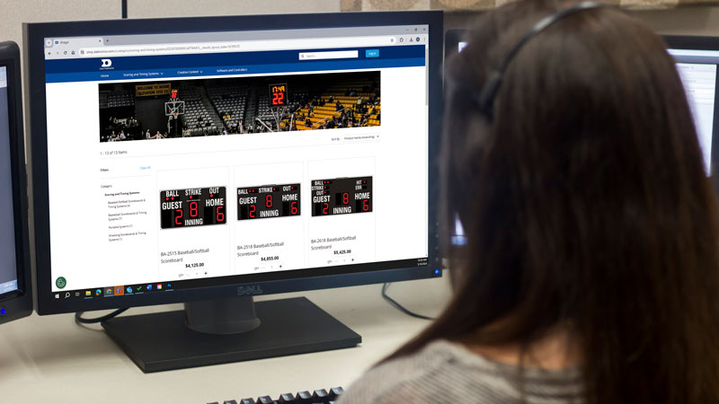 Daktronics storefront shown on computer