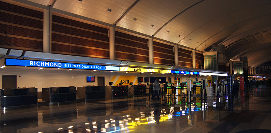 Video Ribbon Displays Light up Richmond International Airport’s Ticket ...