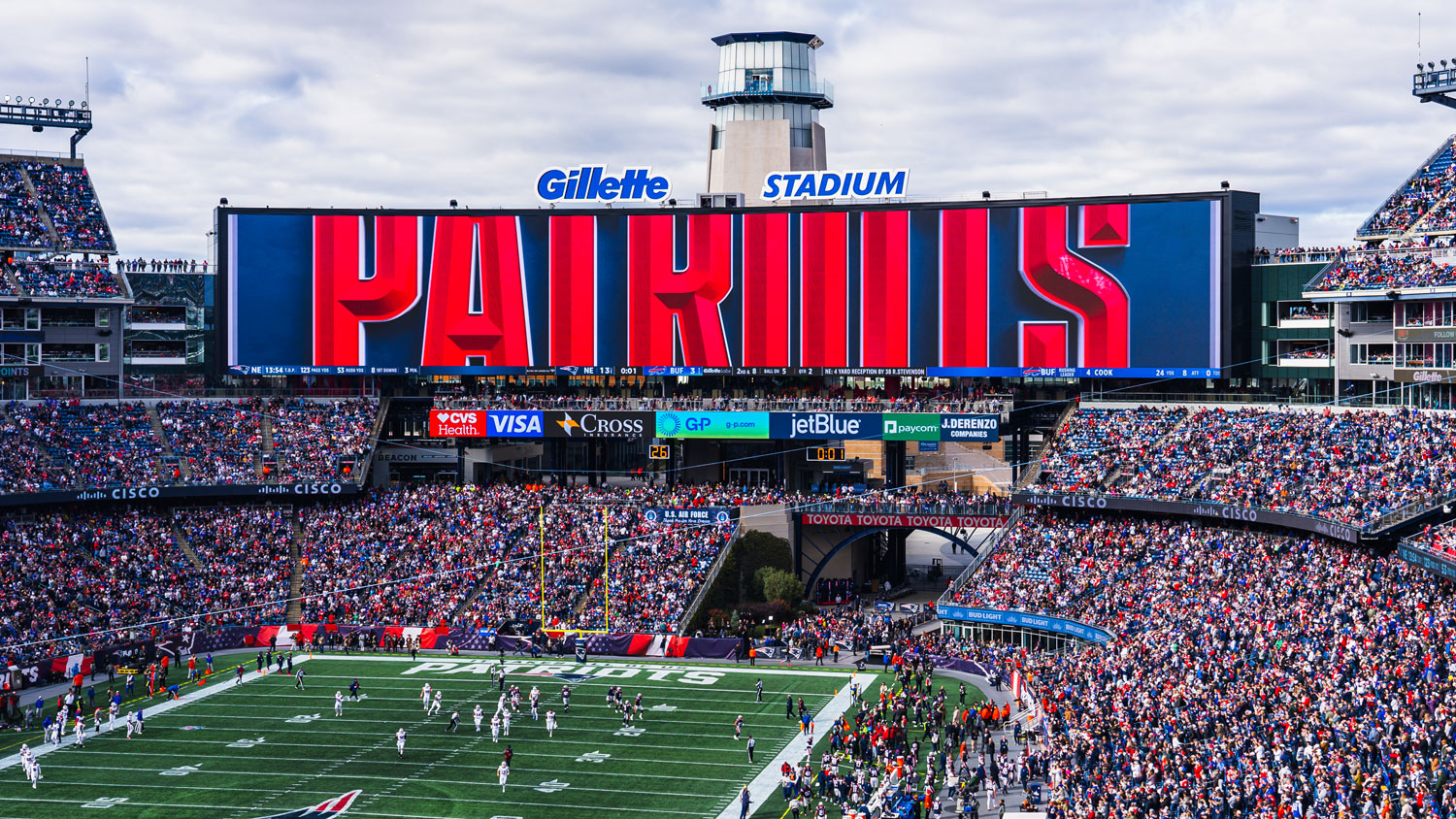 main jumbotron in Gillette Stadium