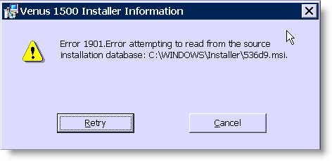 When installing v3.10 from Installation CD, receiving error 1335