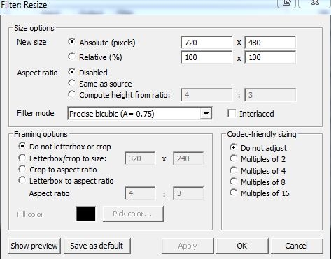 How to resize an avi file